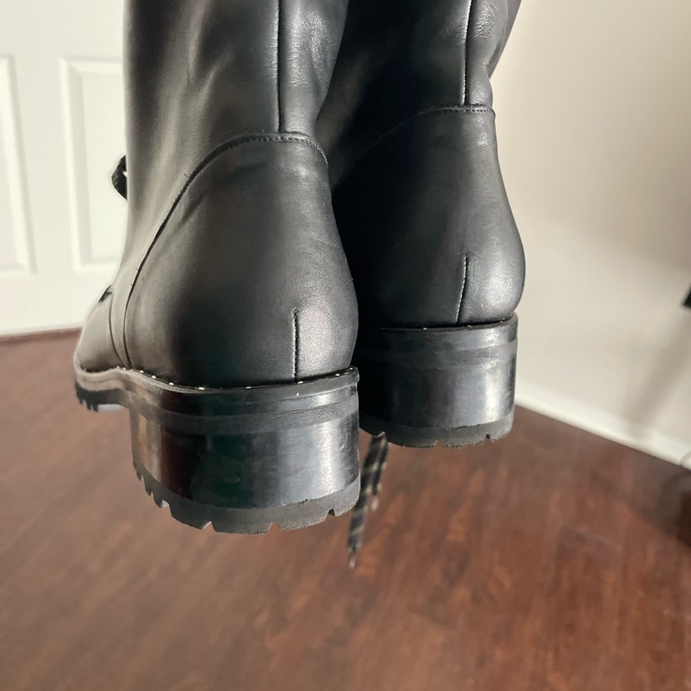 Used Freda Salvador Black Lace-Up Moto Boots - Picture 4 of 16